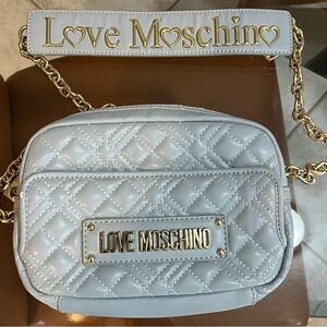 Love Moschino Quilted pale blue  Crossbody Bag. See pictures